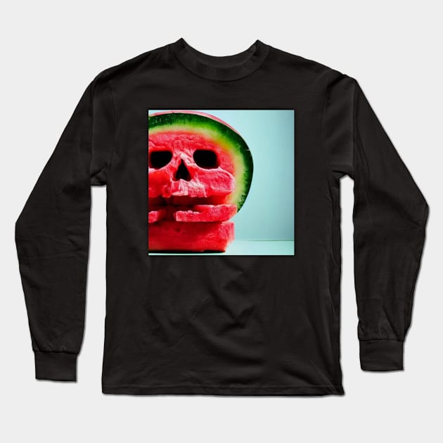 Smiling Watermelon Wearing Sunglasses Long Sleeve T-Shirt by Watermelon Wearing Sunglasses